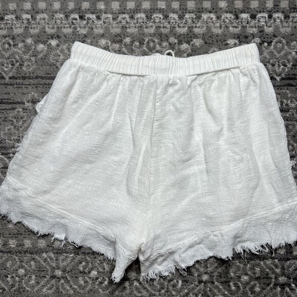 GiGio Plus Crinkle Distressed Pull On Shorts Size XL White Lined Drawstring - Picture 9 of 11